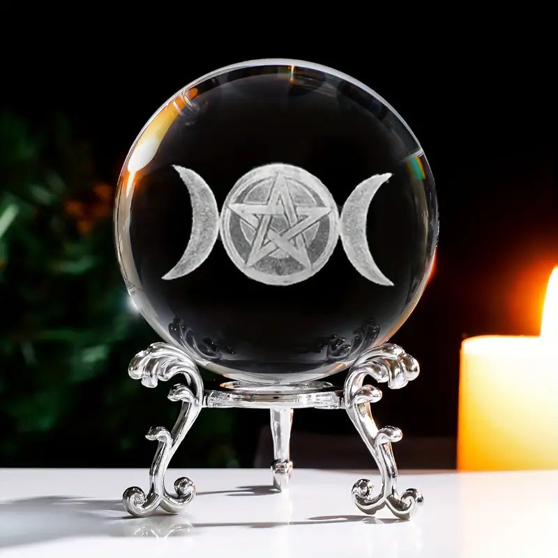Clear Glass Sphere with Engraved Image