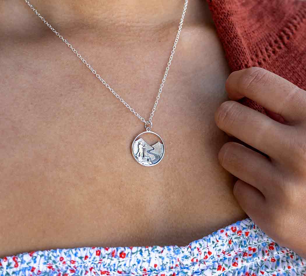 Sterling Silver 18 Inch Hiking Girl Necklace