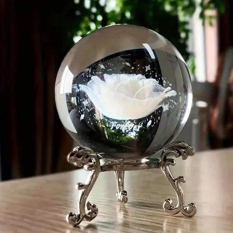 Clear Glass Sphere with Engraved Image