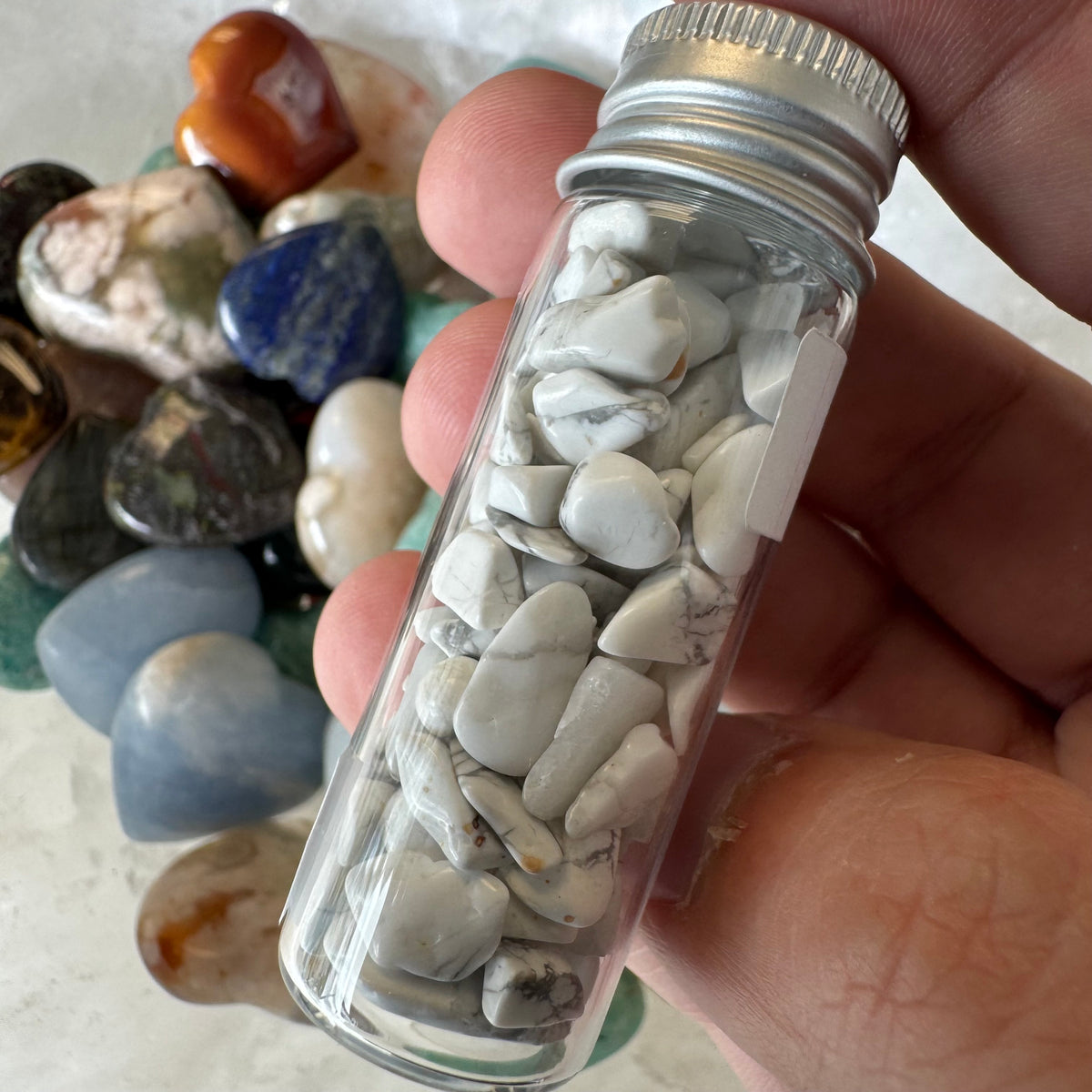Cast a Stone Gemstone Chips in Glass Bottle | 1.5” Assorted Crystals for Altar, Crafts & Gifts