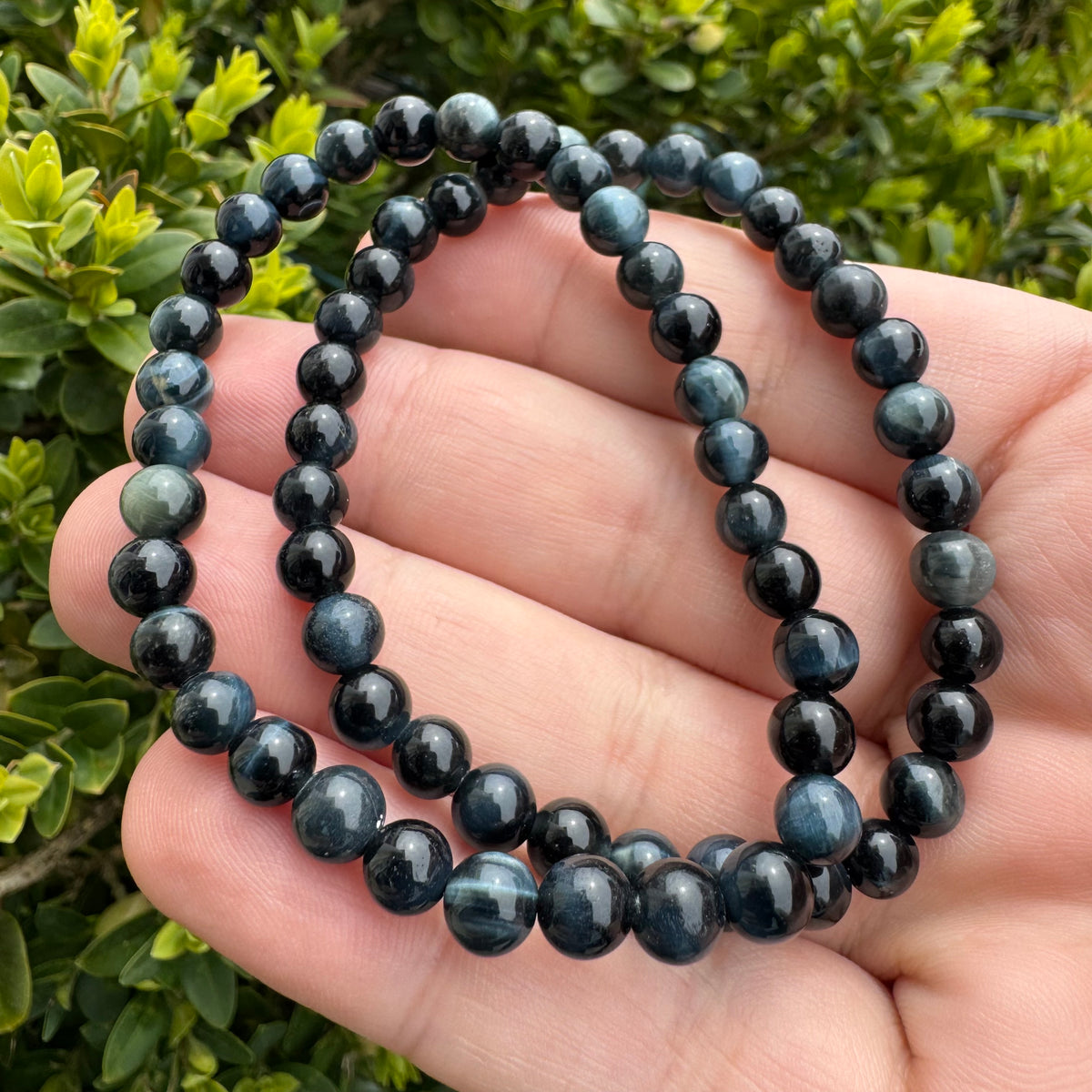 Blue Tiger Eye Bracelet - Protection & Focus Natural Crystal Healing Stretch Bracelet