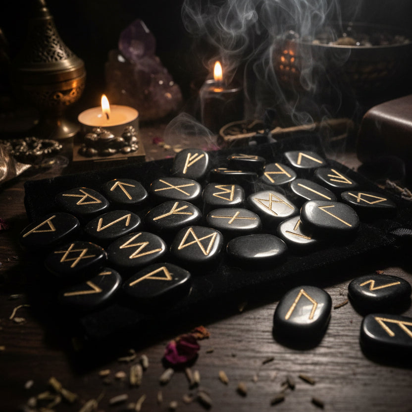 Black Obsidian Runes Set of 25