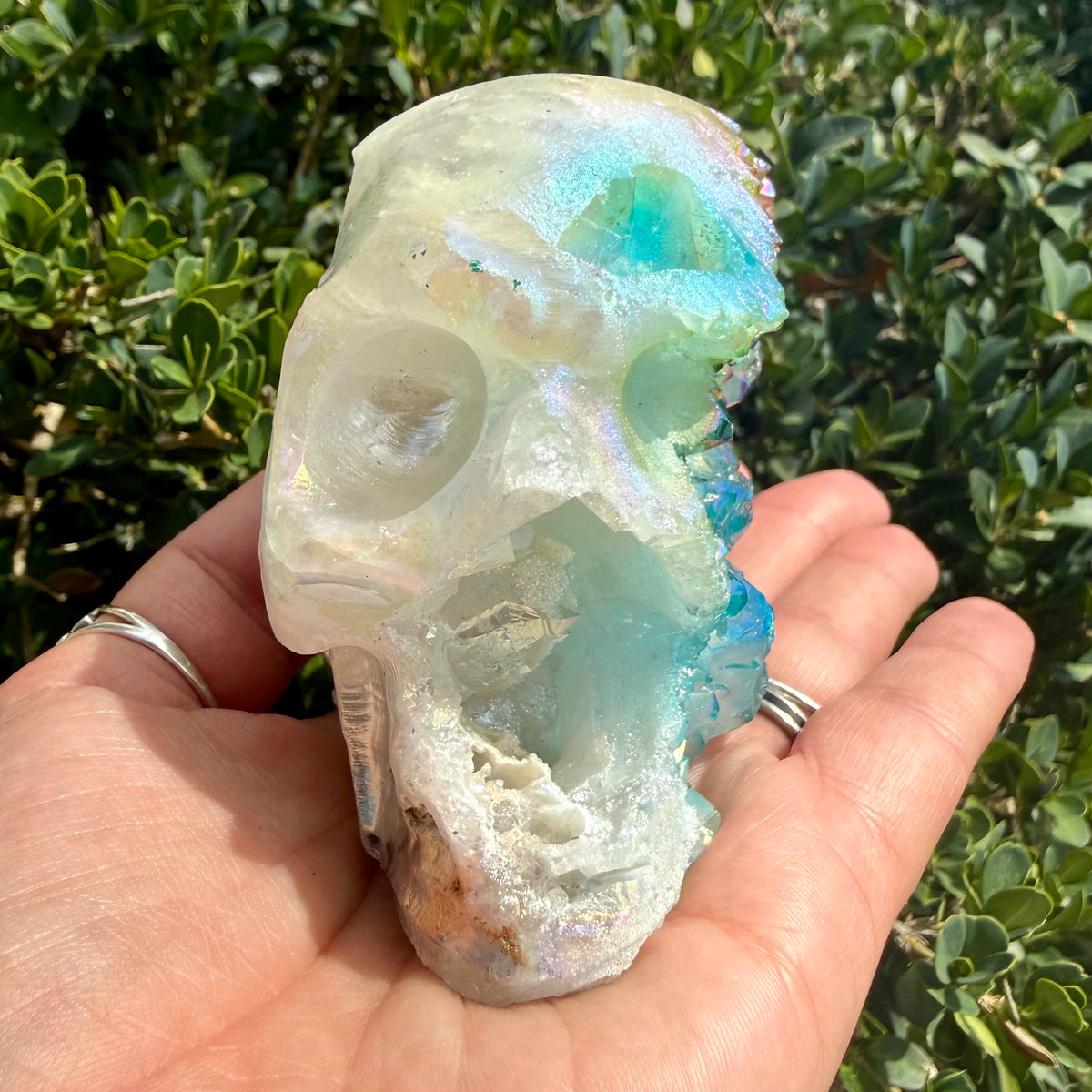Mixed Aura Quartz Cluster Skull | Colorful Energy & Transformation