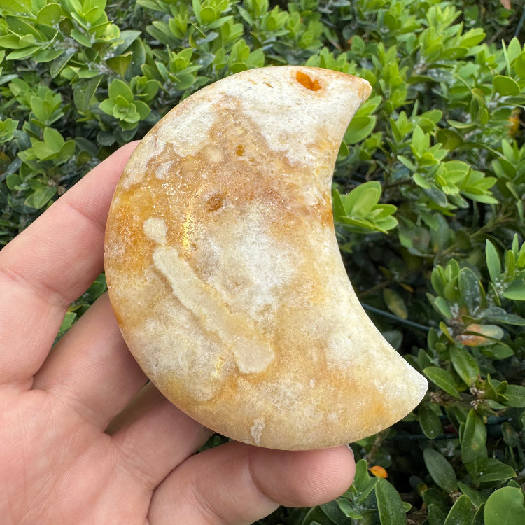 Pink Amethyst Crescent Moon Polished Gemstone 3.5"- 4"