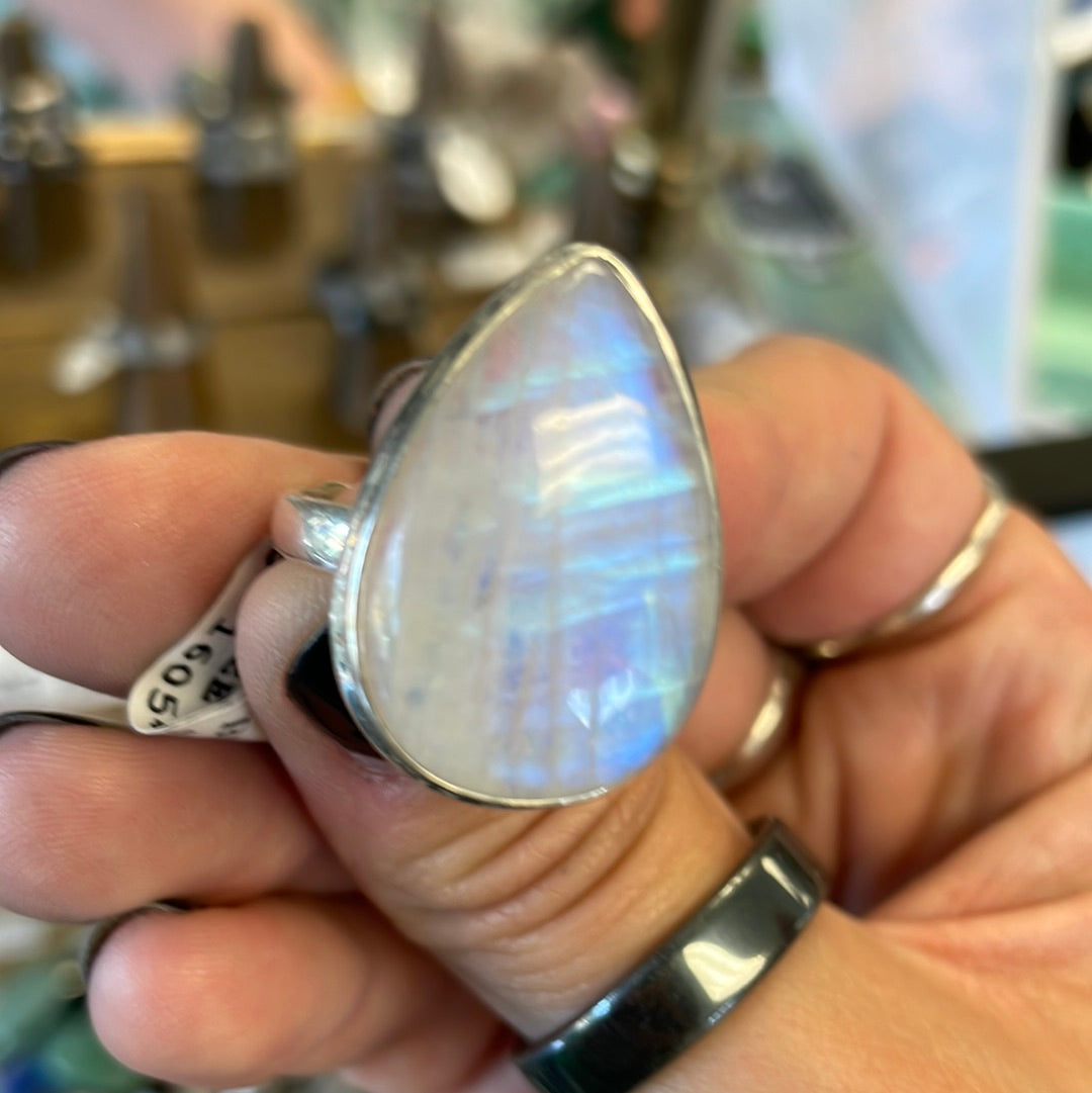 BLUE FIRE MOONSTONE Sterling Silver Ring - Assorted Sizes