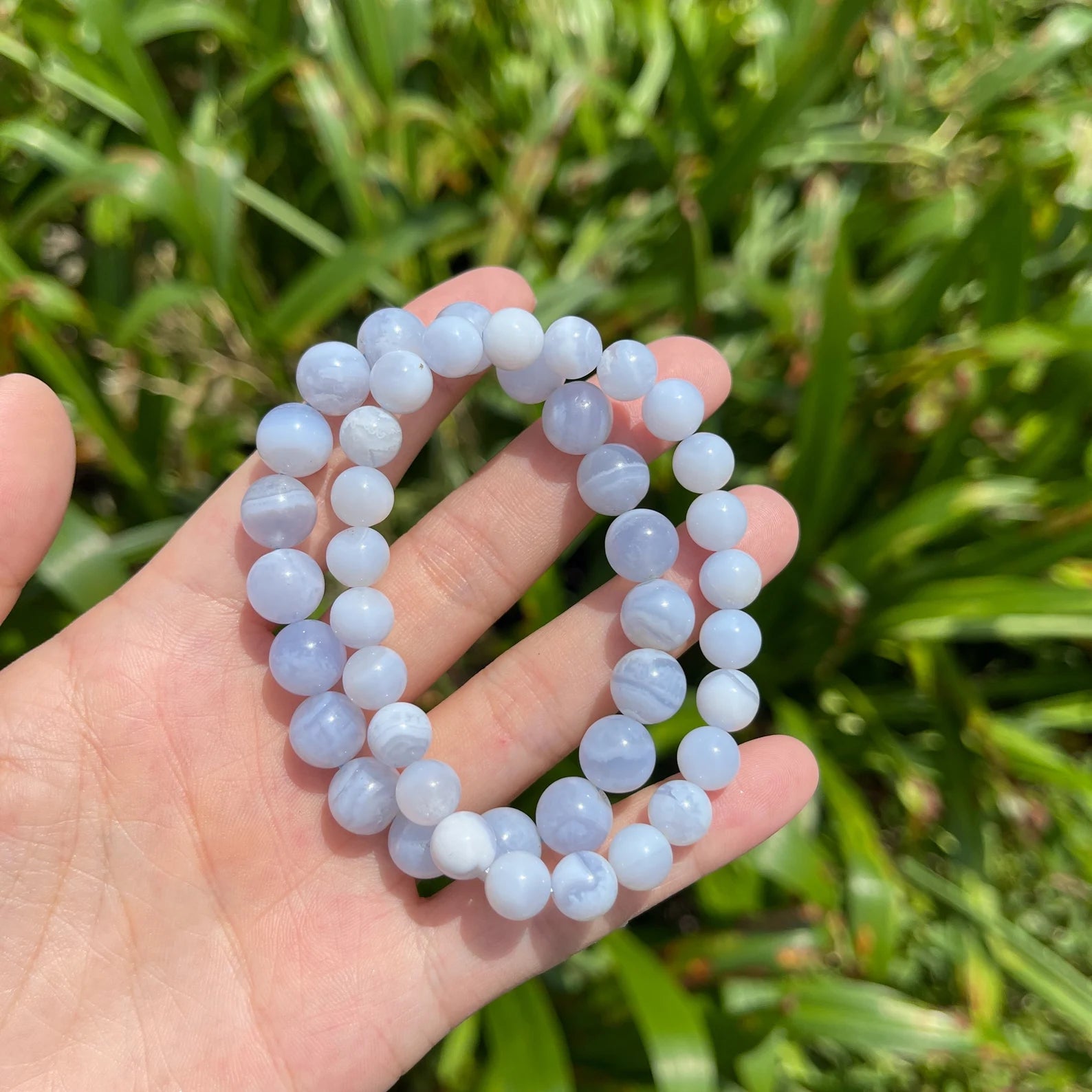 Natural Blue Lace Agate Stretch Bracelet 8mm | Calming Stone for Peace & Gentle Energy