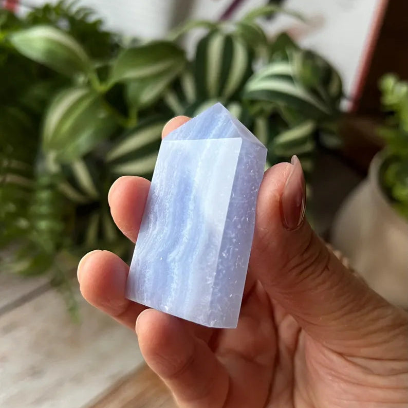 Blue Lace Agate Obelisk – Natural Crystal Tower Point