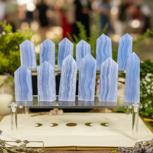 Blue Lace Agate Obelisk – Natural Crystal Tower Point