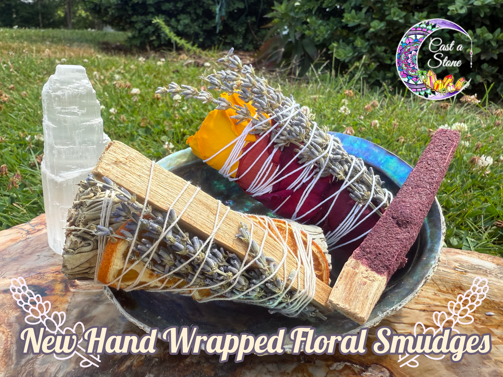Handcrafted Floral Smudge Stick | Sage & Botanicals for Cleansing