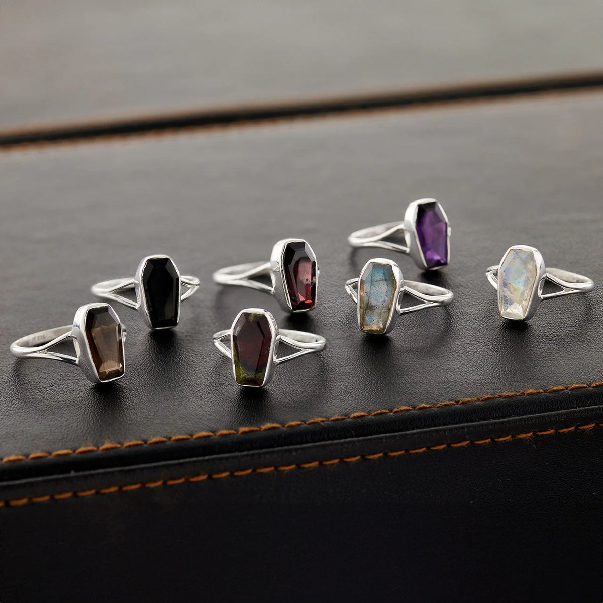 Dragon Blood Jasper Sterling Silver Coffin Ring