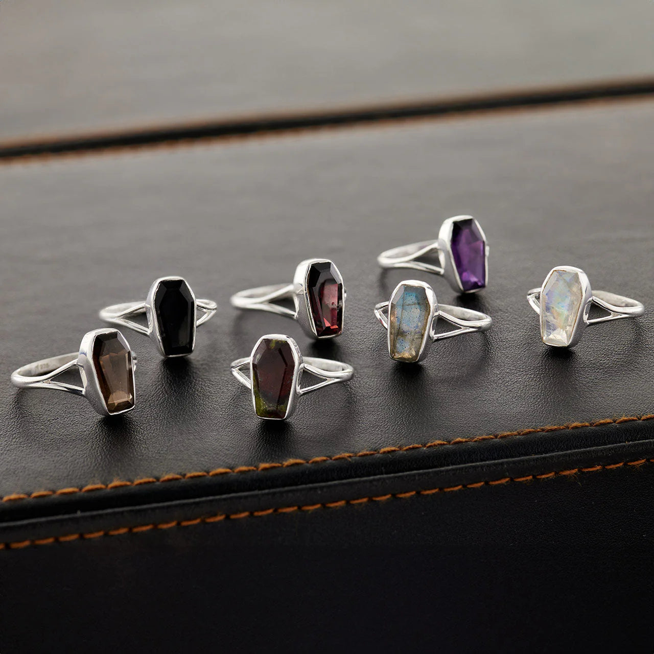 Dragon Blood Jasper Sterling Silver Coffin Ring