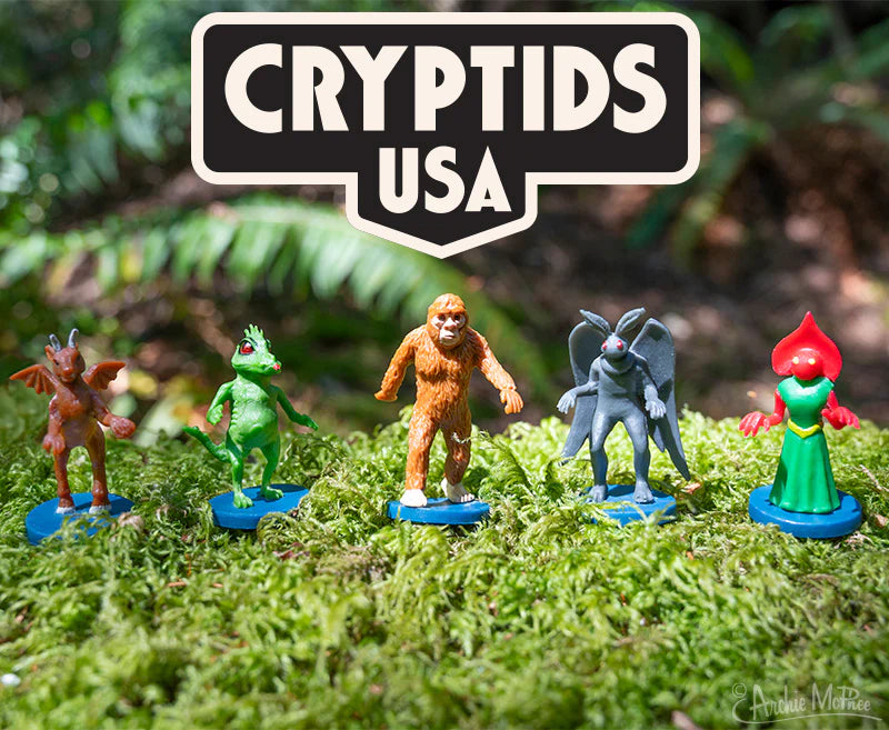 Cryptids Creature Playset 🖤 5 Mini Monster Figures • Bigfoot, Mothman, Chupacabra & More