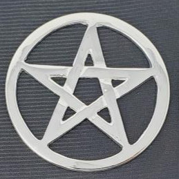 Six metallic pentagram symbols arranged in two rows on a dark background