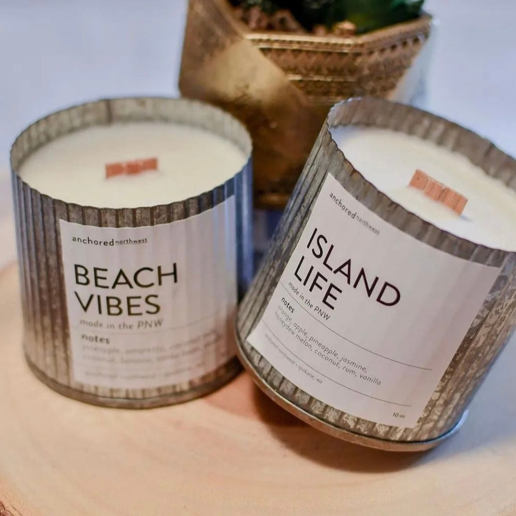 Island Life Wood Wick Rustic Farmhouse Soy Candle