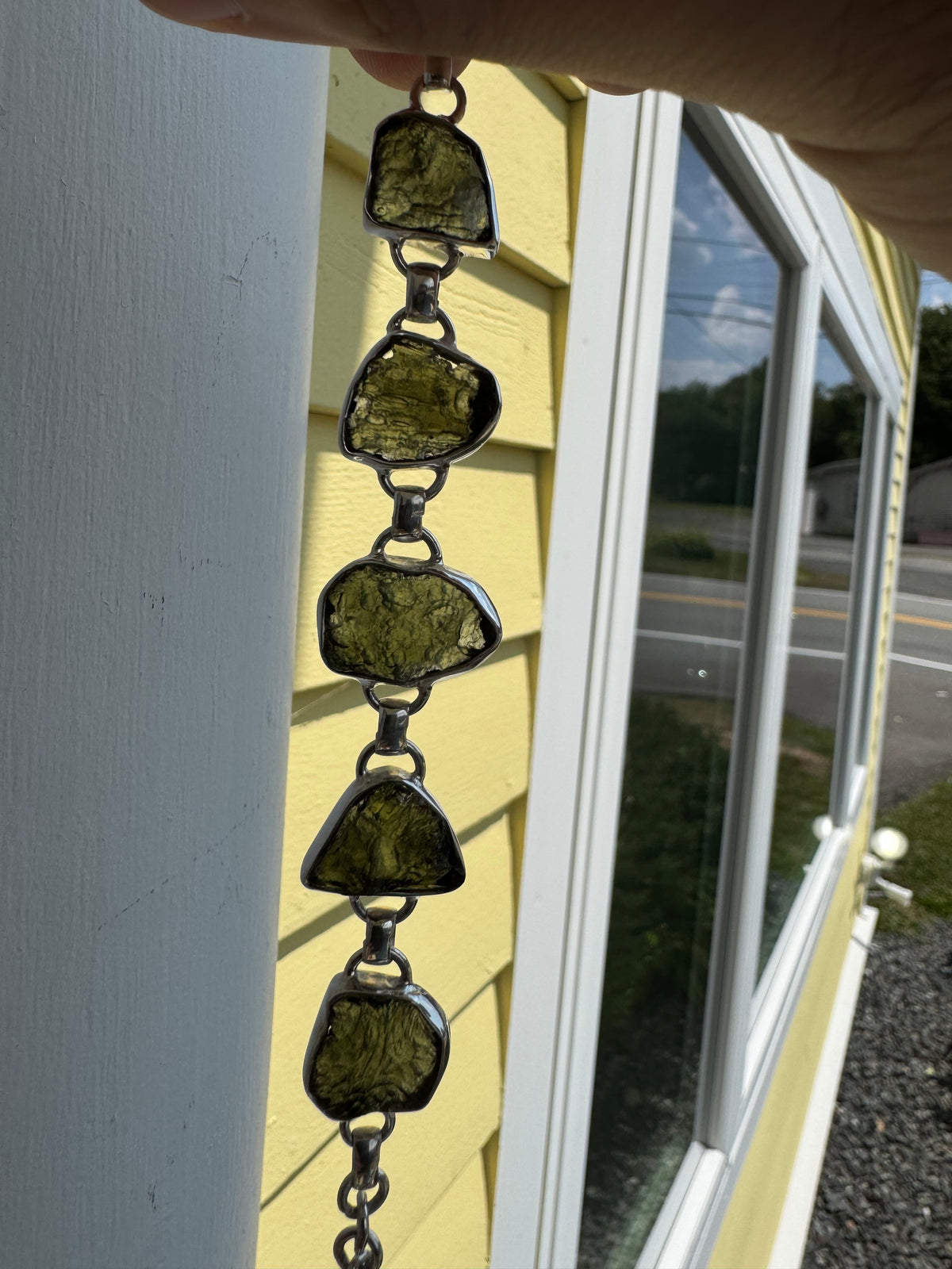 Moldavite Sterling Silver Bracelet