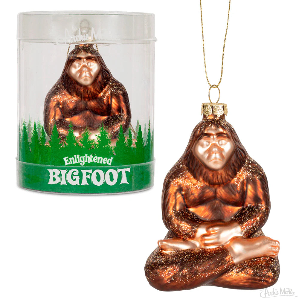 Enlightened Bigfoot Hand-Blown Glass Ornament | Meditating Cryptid Christmas