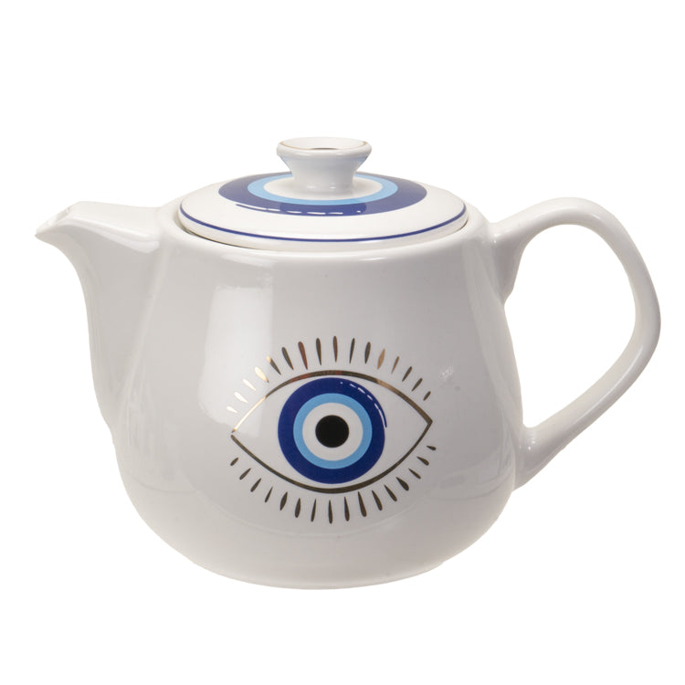 Evil Eye Protection Tea Pot - White