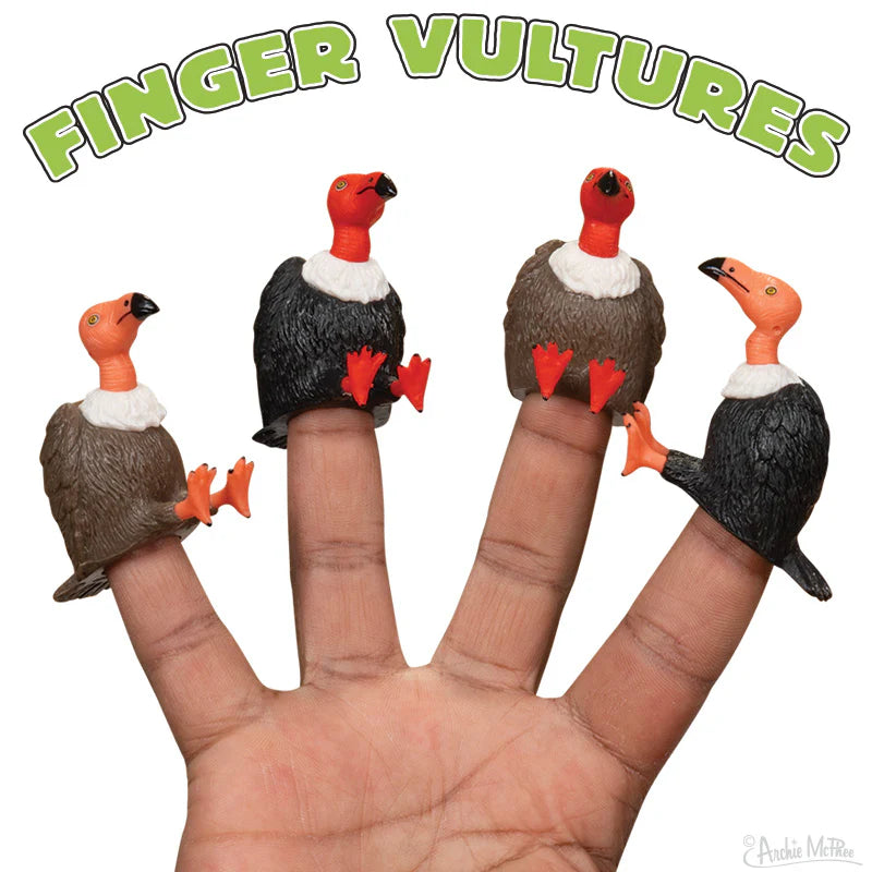 Vulture Finger Puppet 🖤 1.75" Soft Vinyl Scavenger