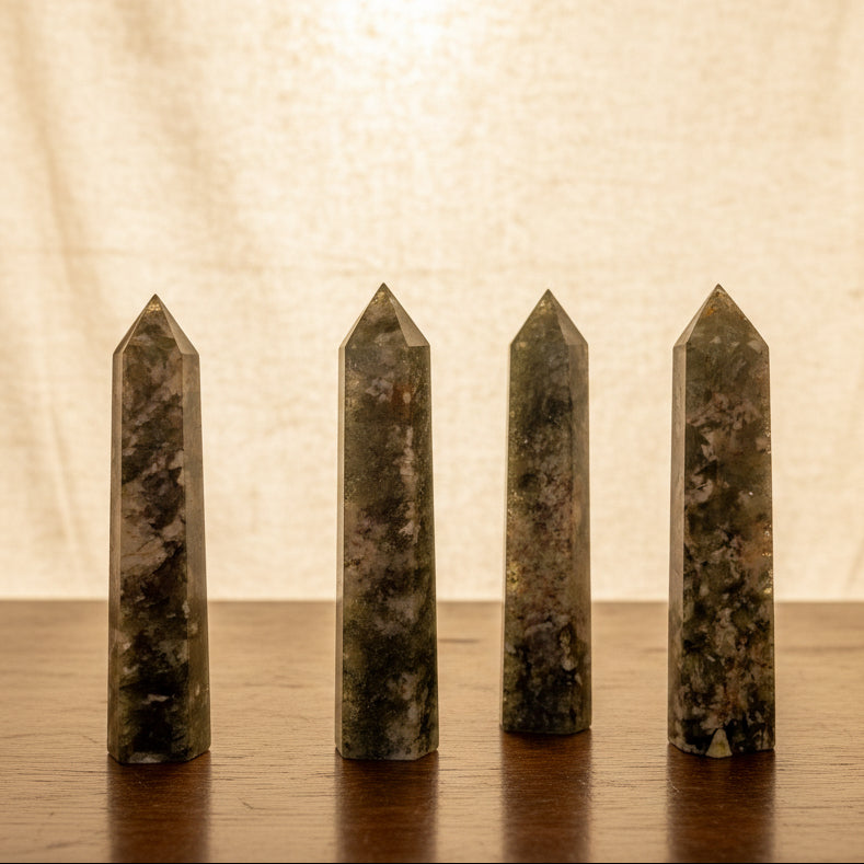 Large Green Lepidolite Mica Obelisk Tower 7"