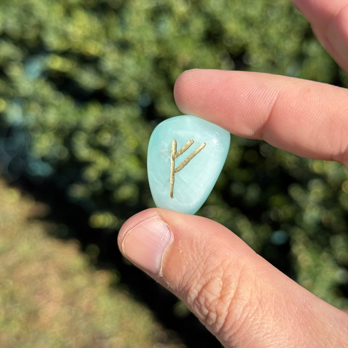 Aqua Blue Obsidian Artisan Runes Set of 25