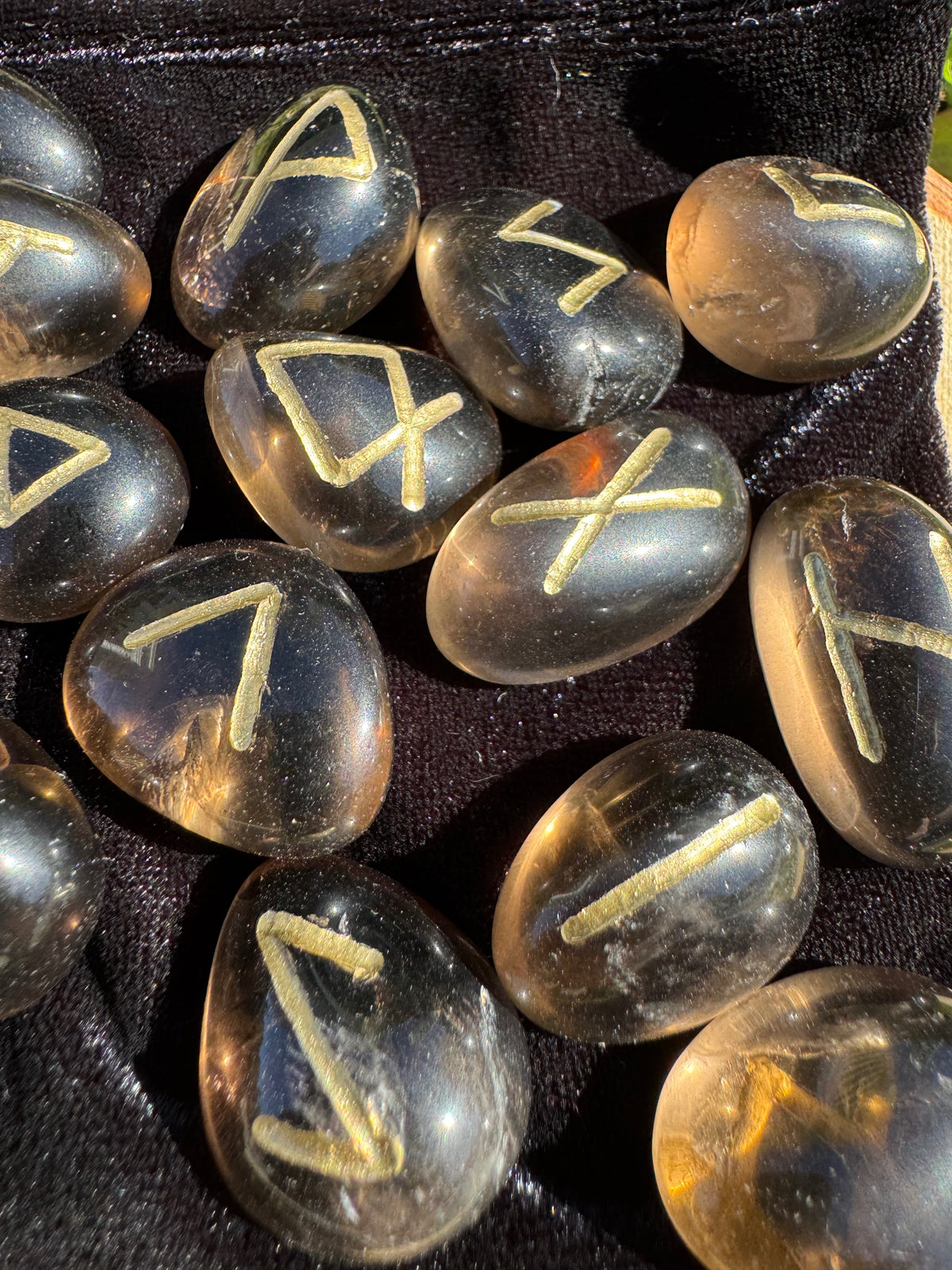 Artisan Smoky Quartz Runes Set