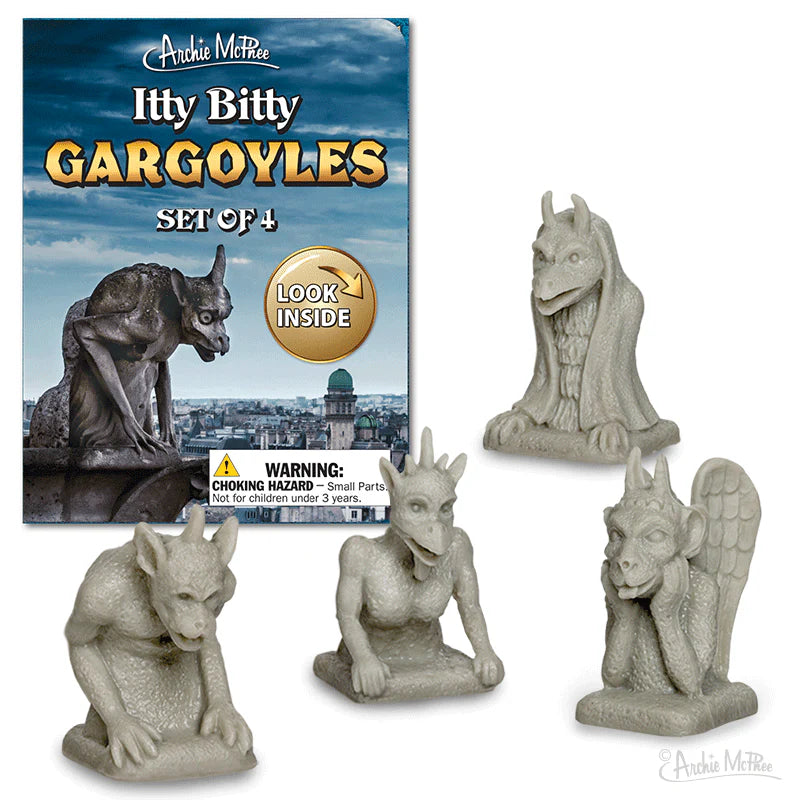 Itty Bitty Gargoyles 🖤 Set of 4 Mini Hard Vinyl Figures • 1.125" Desktop Protectors