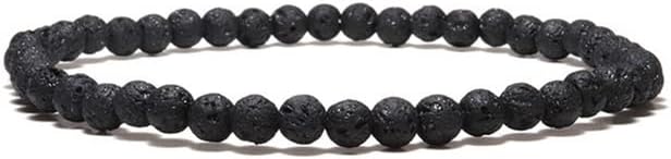 Black beaded bracelet on a white background