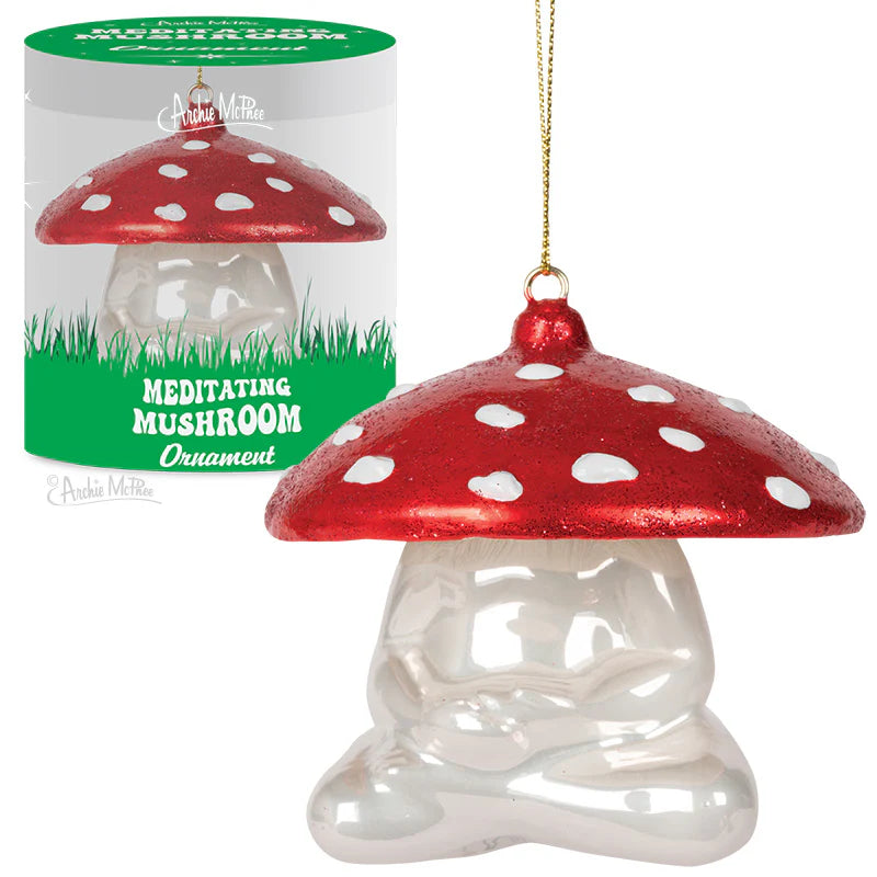 Meditating Mushroom 3" Hand-Blown Glass Ornament