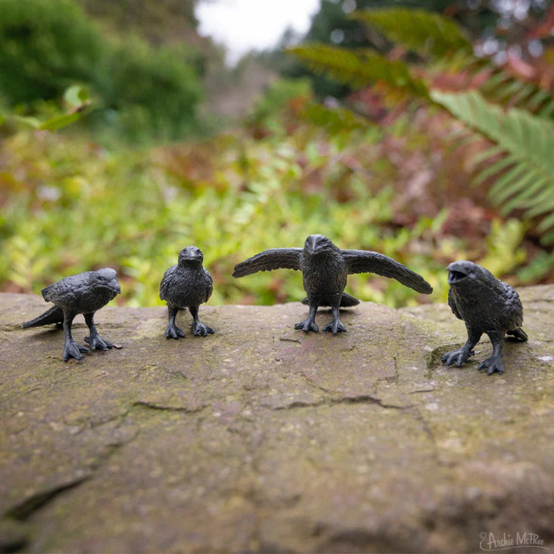 Murder of Crows Mini Figures 🖤 Set of 4 Hard Vinyl Crows • 1"-1.25"