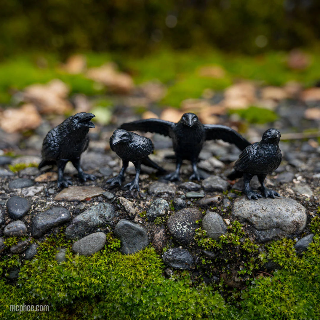Murder of Crows Mini Figures 🖤 Set of 4 Hard Vinyl Crows • 1"-1.25"