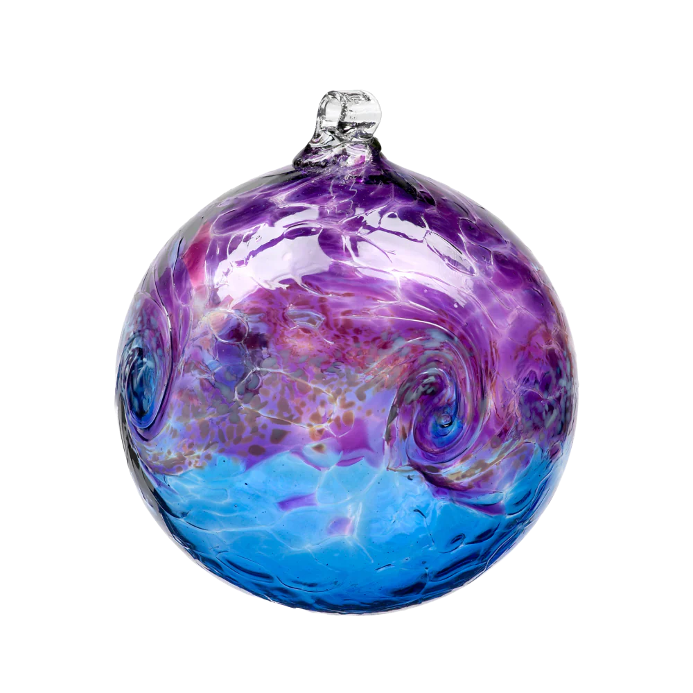 Van Glow 6&quot; Purple and Blue hand-blown Art Glass Ornament