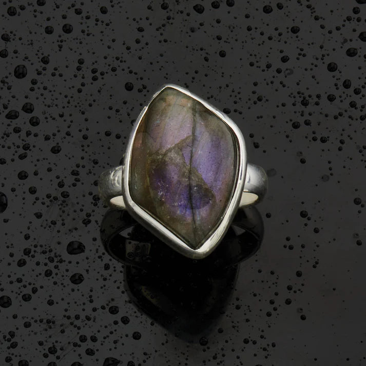 Purple Fire Labradorite Ring in Sterling Silver