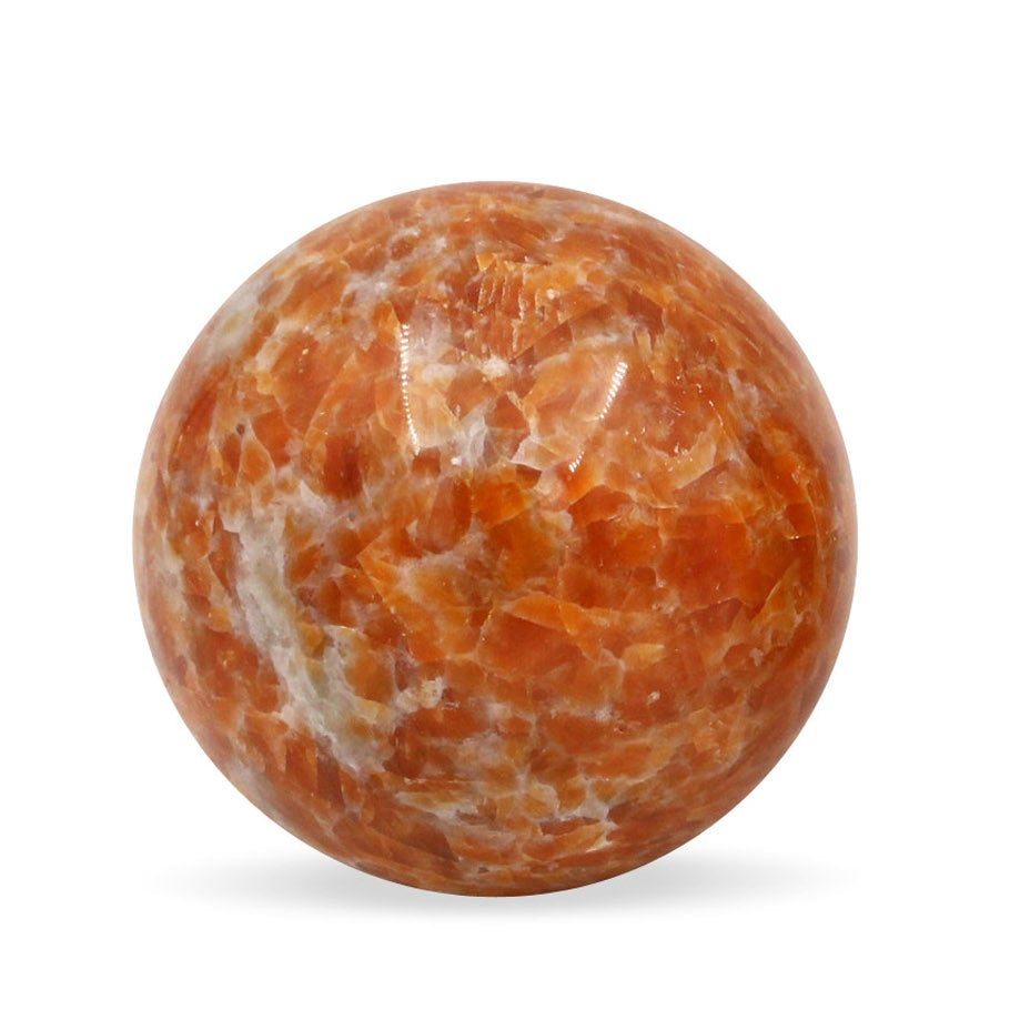 Three orange marbled balls on a white background