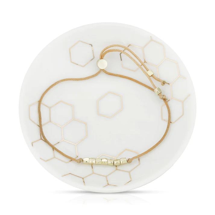 Sweet as Honey 14k Gold Bead Bracelet and Jewelry Dish Set