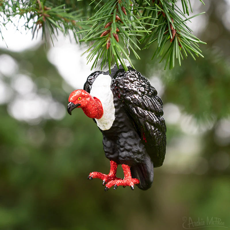 Vulture Glass Ornament | 3.5" Glittered Carrion Christmas Collectible