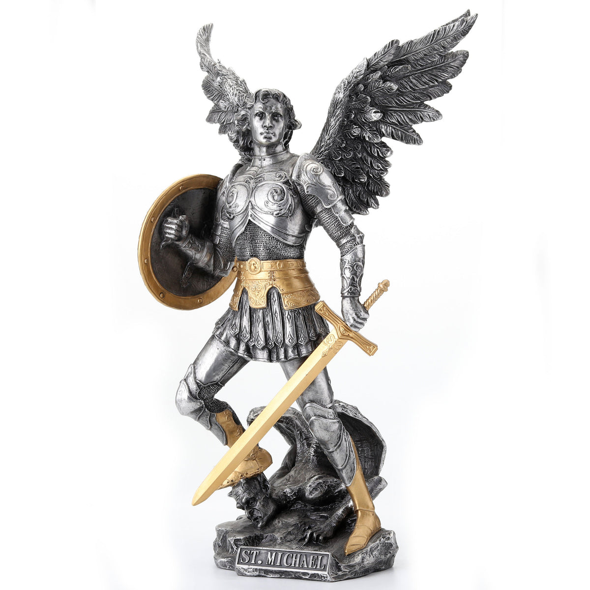 Saint Michael Archangel Statue (Pewter &
Gold)