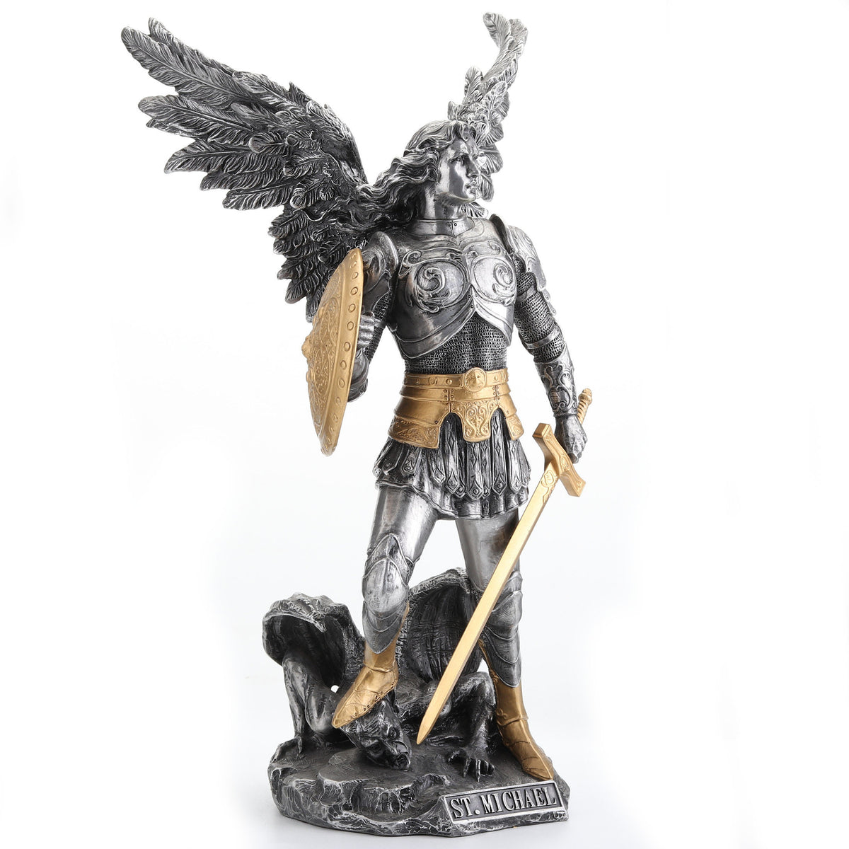 Saint Michael Archangel Statue (Pewter &
Gold)