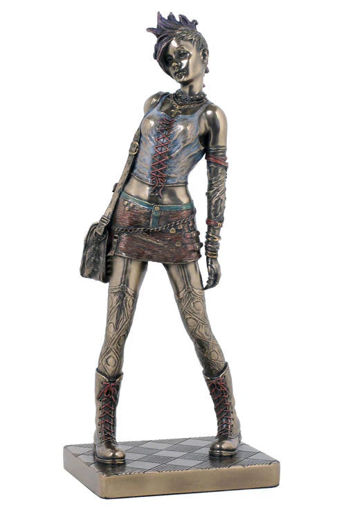 Punk Girl Walking Statue - 9.75" - Bronze