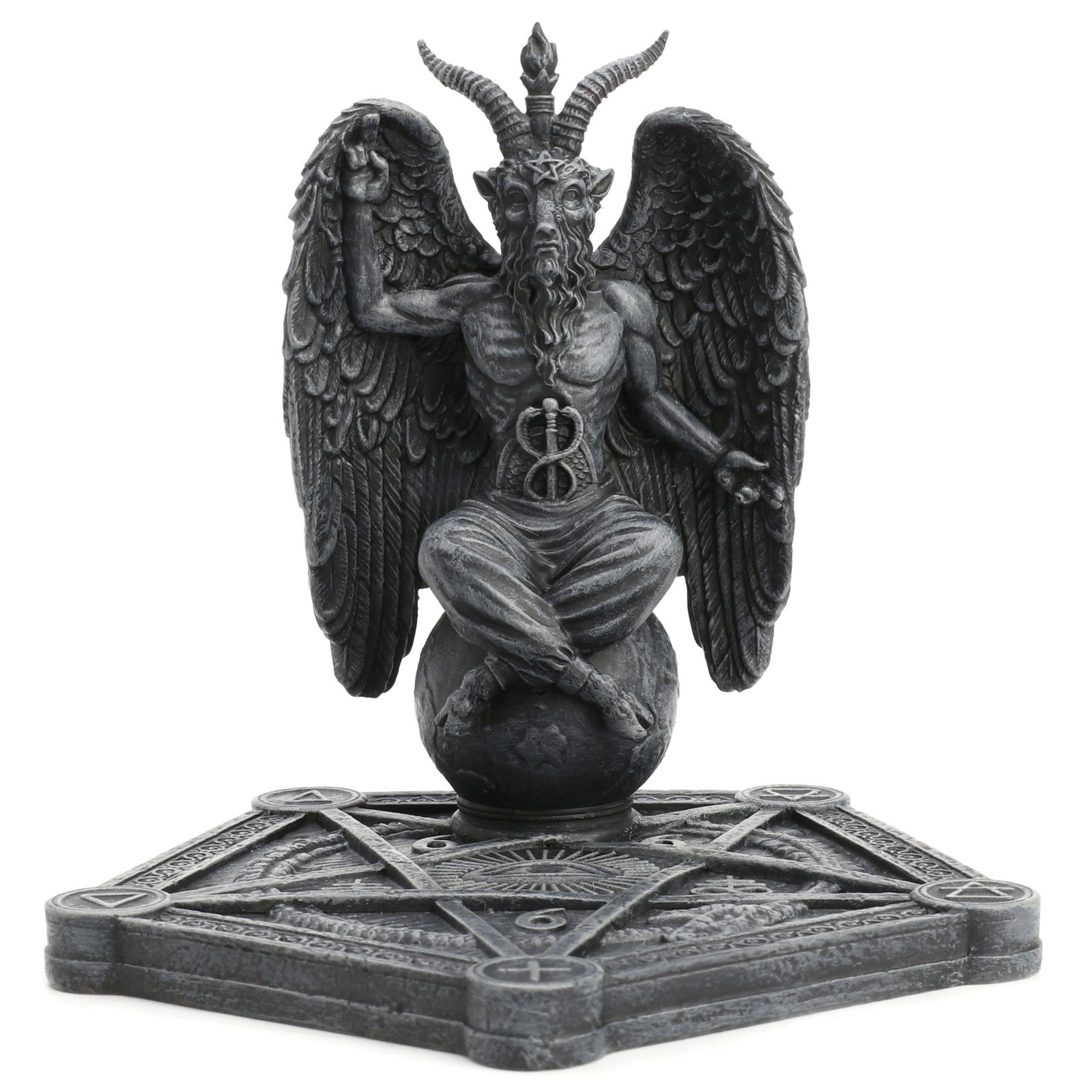 Baphomet Incense Stick Burner with Pentagram Base – Gothic Witchy Decor Altar Holder Spiritual Tool