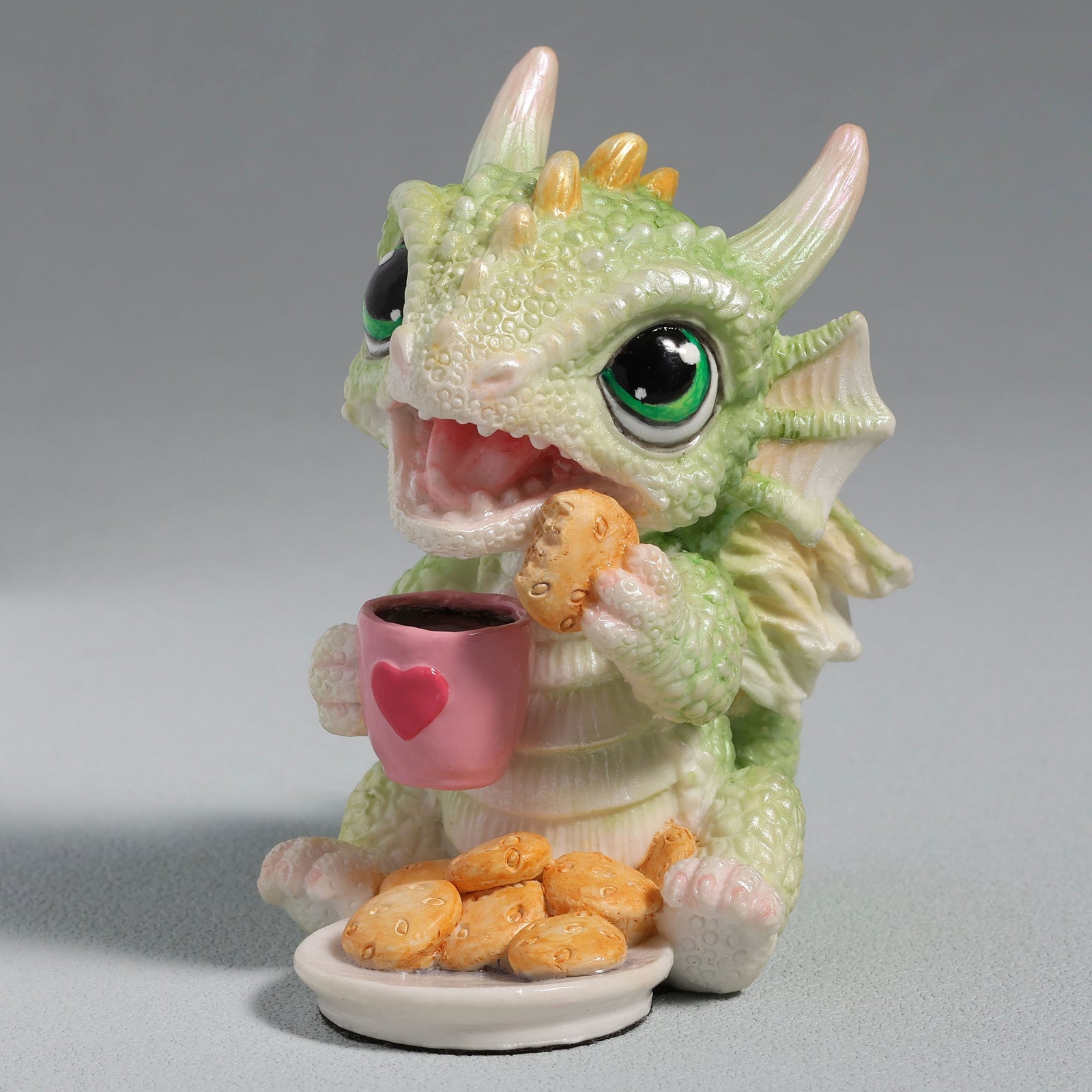 Dessert Hour Baby Dragon Statue – Cookie Coffee Dragon Figurine