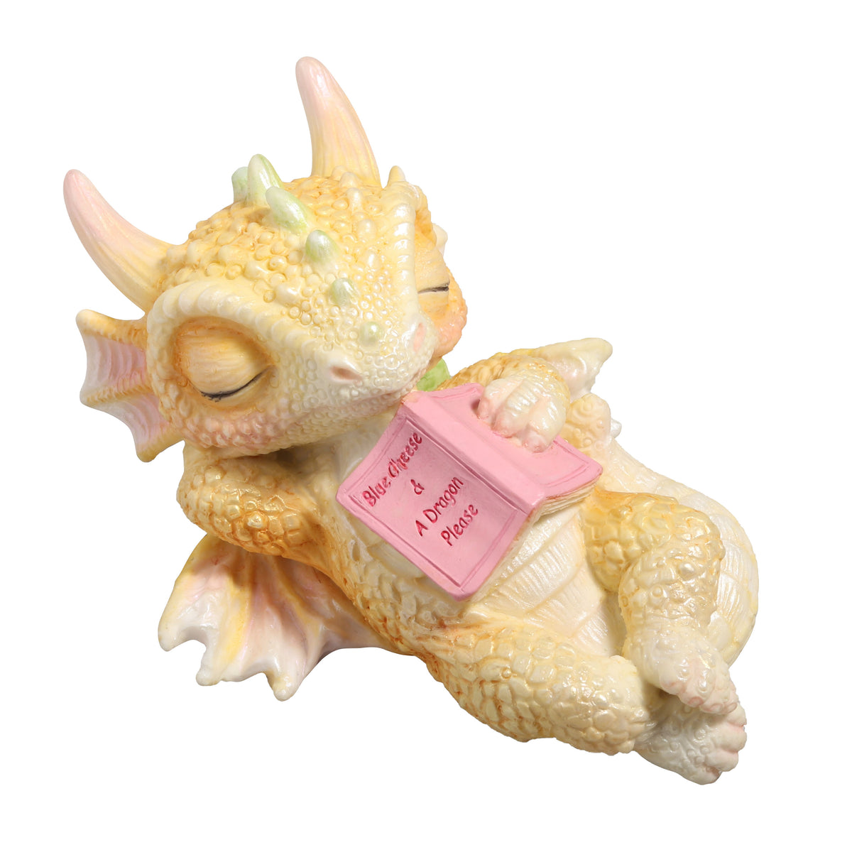 Dreaming Reader Baby Dragon Sleeping Book Statue