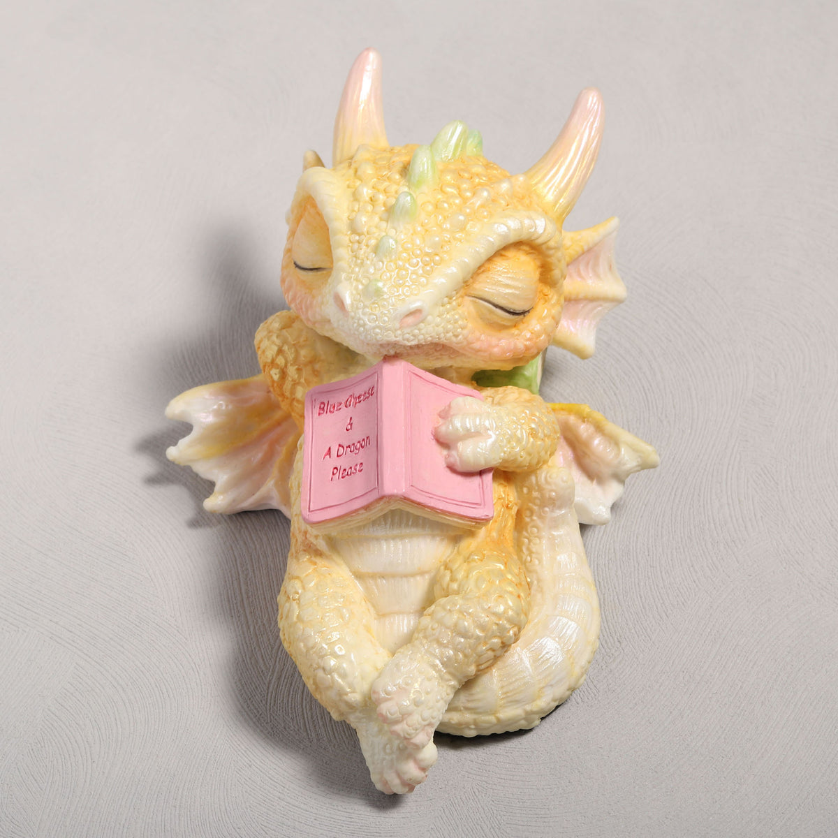 Dreaming Reader Baby Dragon Sleeping Book Statue