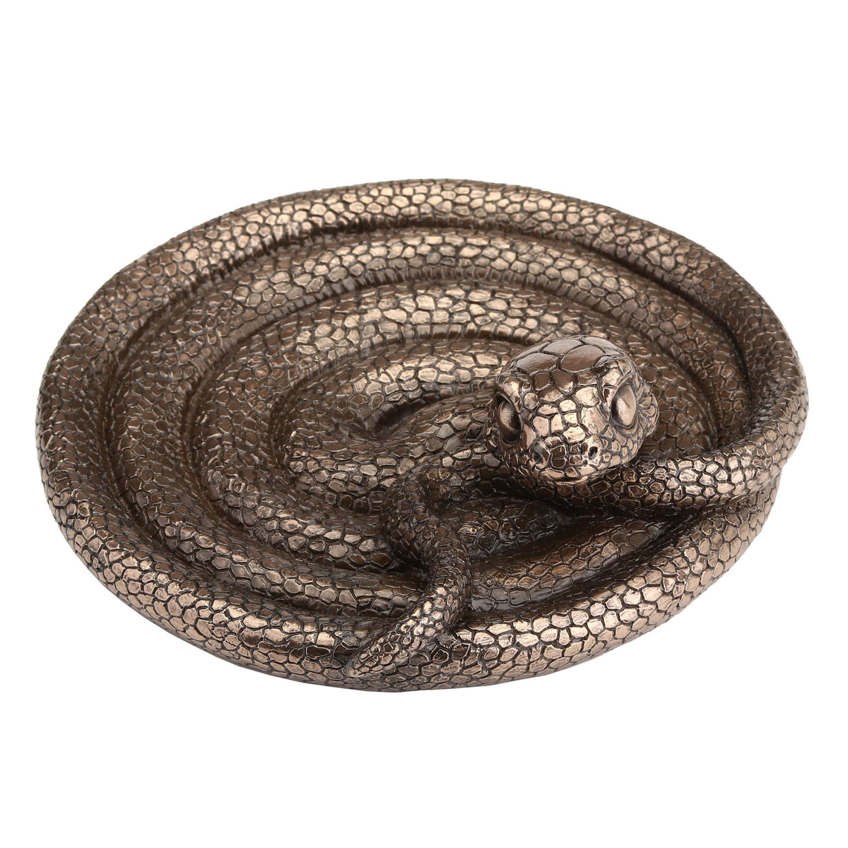 Coiling Snake Altar Plate | Cold Cast Bronze Offering Dish