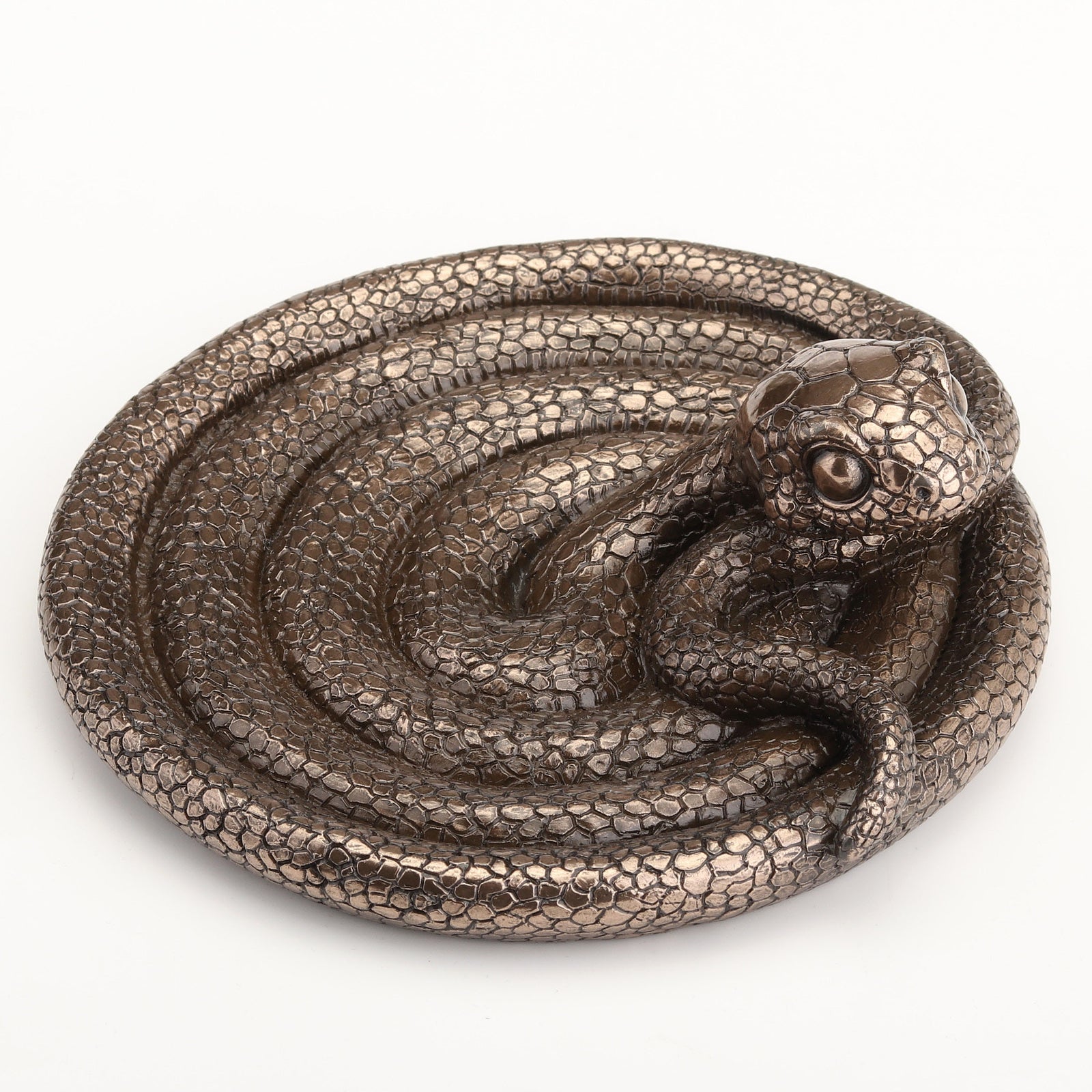 Coiling Snake Altar Plate | Cold Cast Bronze Offering Dish
