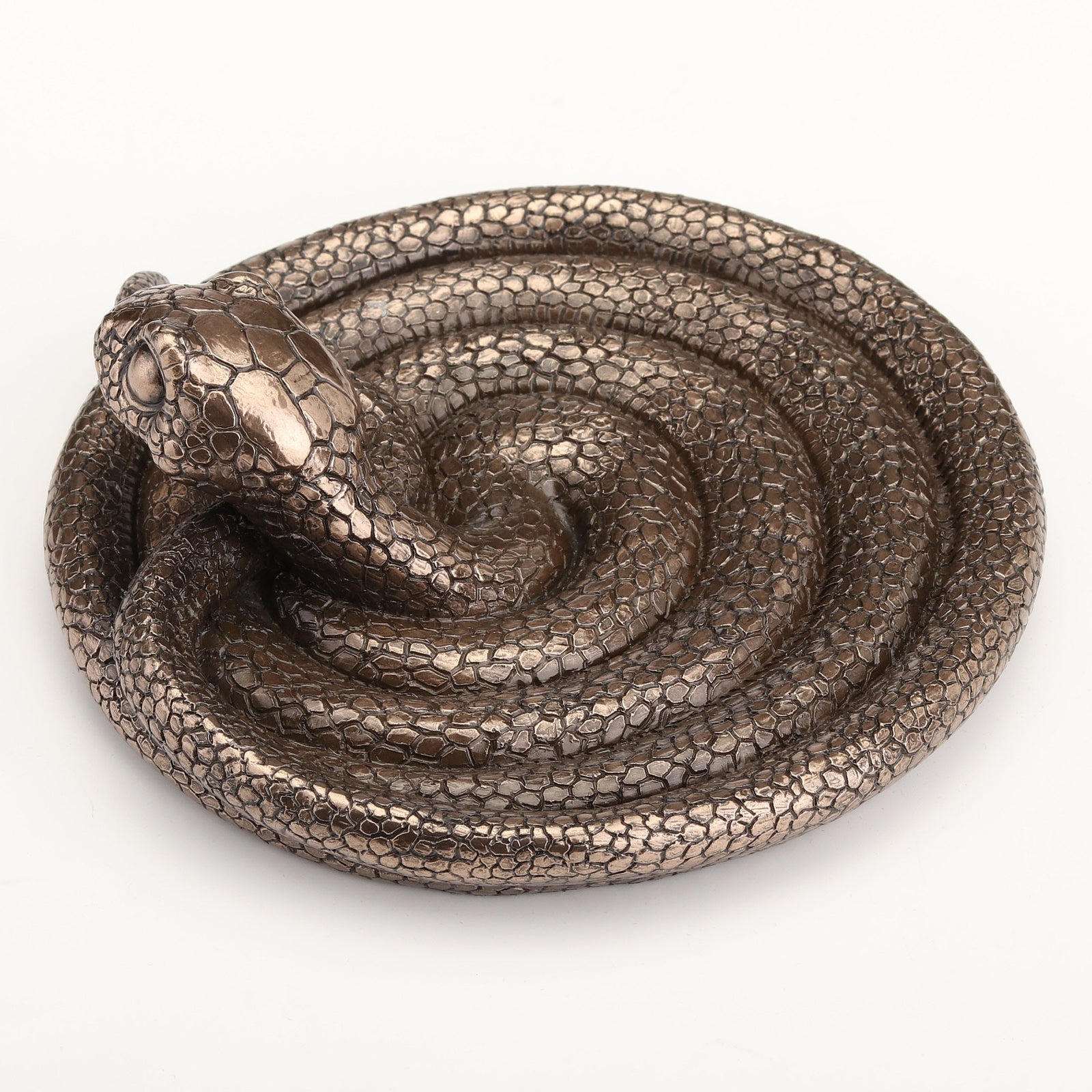 Coiling Snake Altar Plate | Cold Cast Bronze Offering Dish