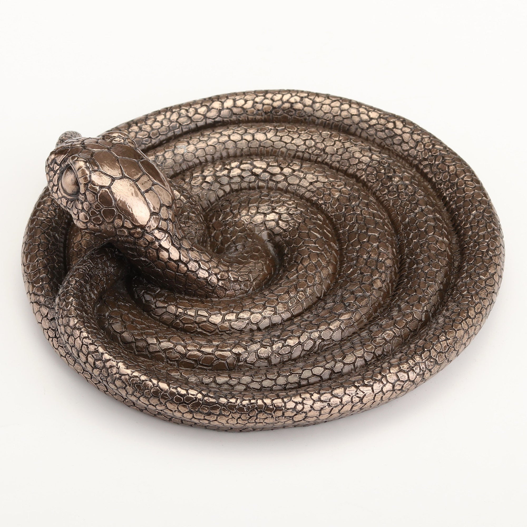 Coiling Snake Altar Plate | Cold Cast Bronze Offering Dish