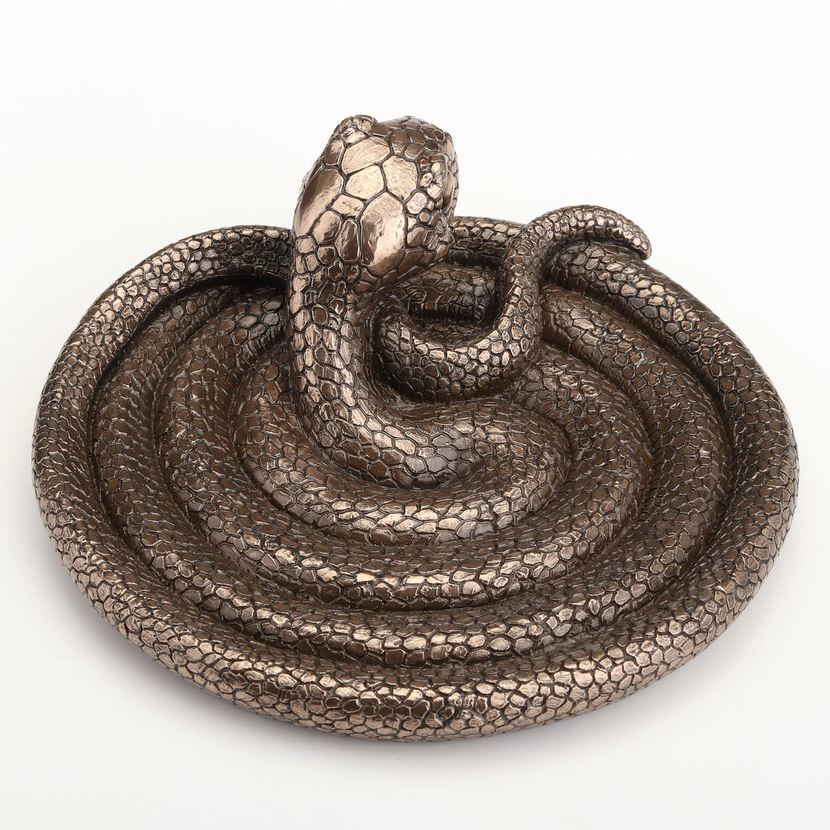 Coiling Snake Altar Plate | Cold Cast Bronze Offering Dish