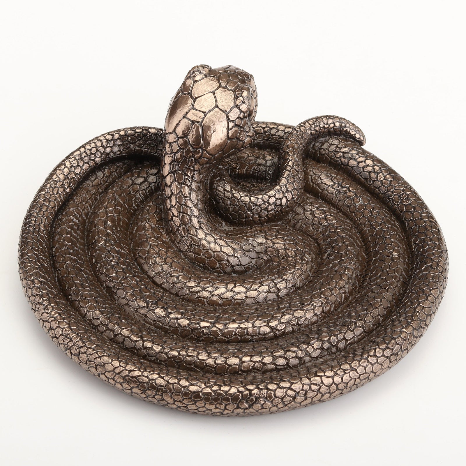 Coiling Snake Altar Plate | Cold Cast Bronze Offering Dish