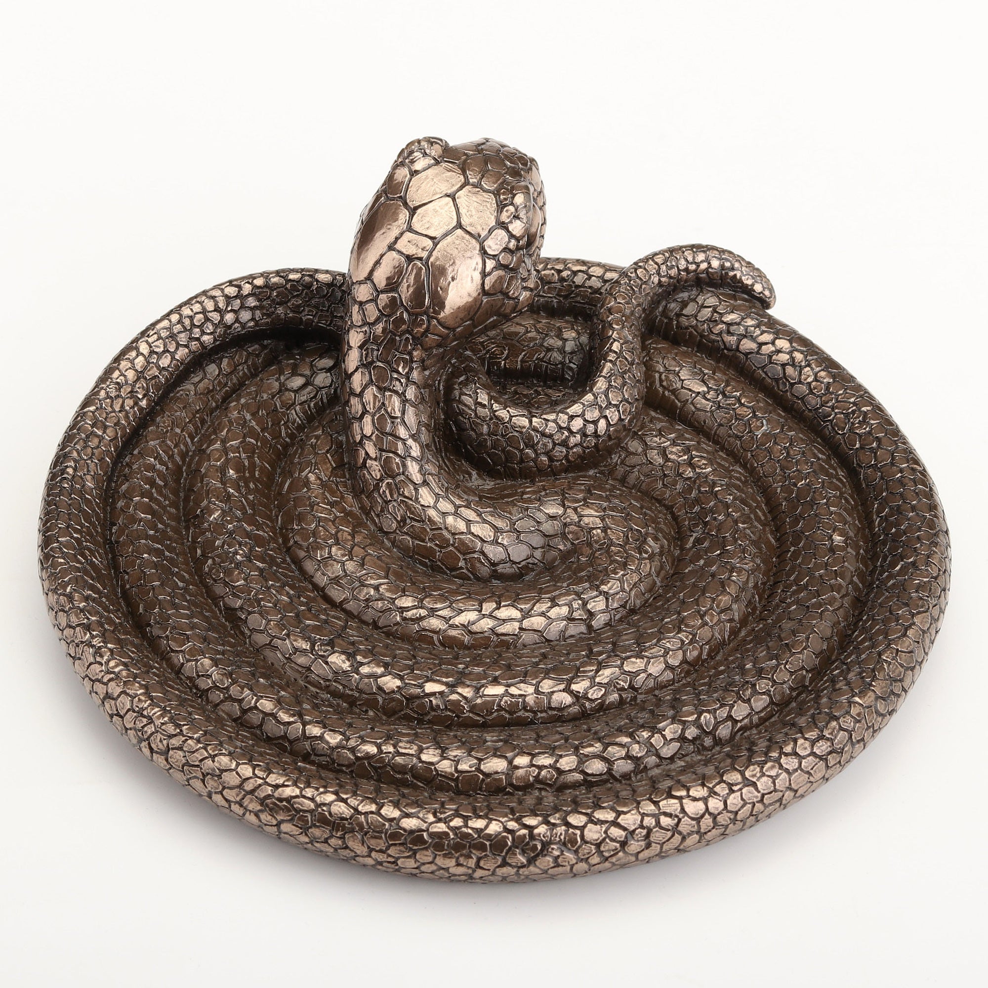 Coiling Snake Altar Plate | Cold Cast Bronze Offering Dish