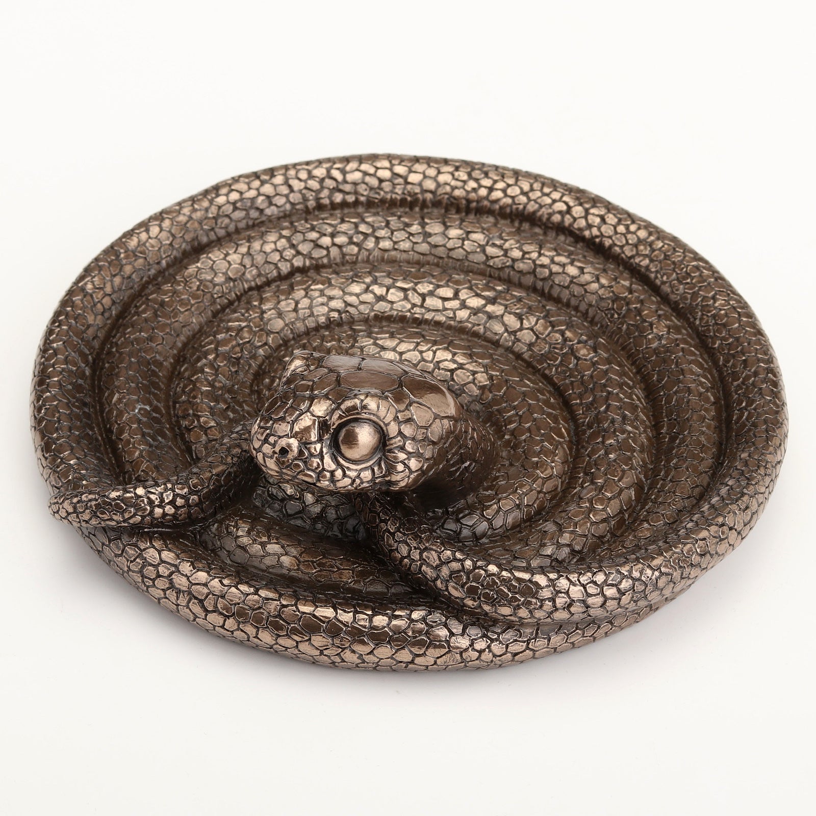 Coiling Snake Altar Plate | Cold Cast Bronze Offering Dish
